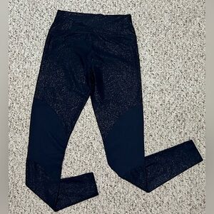 Nike Dri Fit Power Victory Tight Blue Sparkle Mesh Casual Leggings-Womens XS